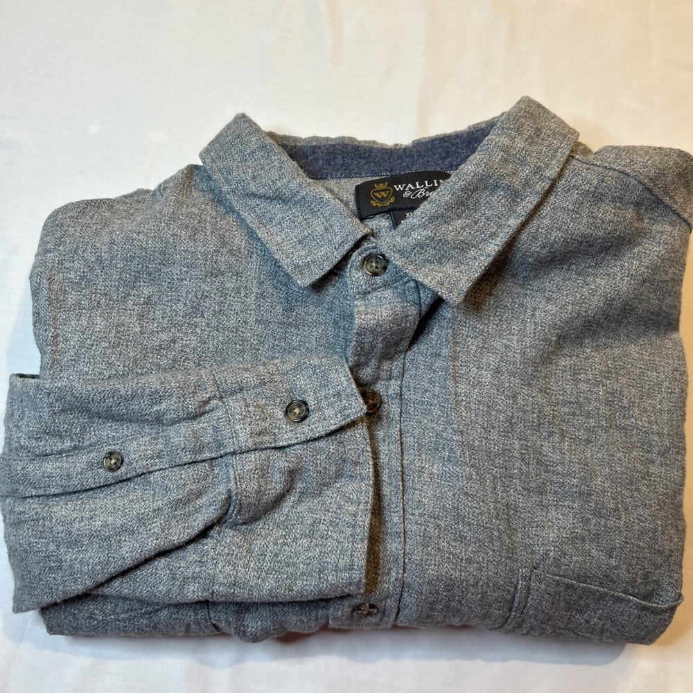 Wallin‎ & Bros. Mens XL 100% Cotton Button Up Casual Shirt Gray L/S Pocket